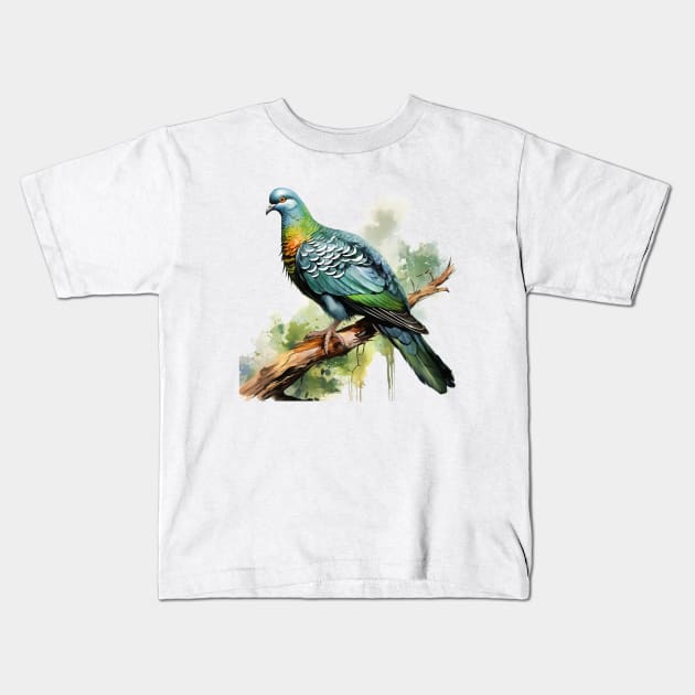 Nicobar Pigeon Kids T-Shirt by zooleisurelife